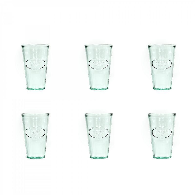 Amici Home Italian Recycled Green Bee Hiball Glass, 16oz, Set of 6