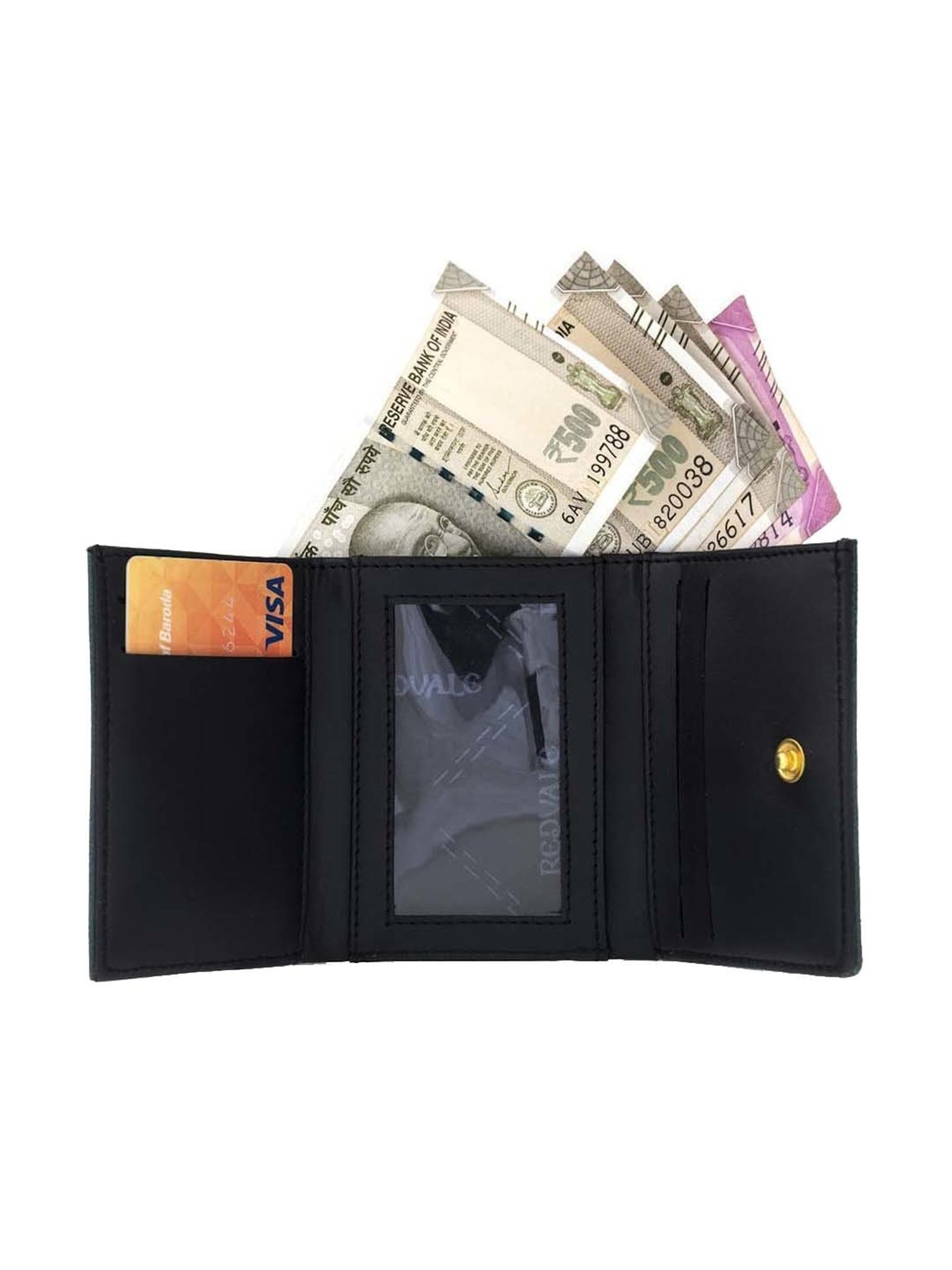 REDVALE Green Textured Tri-Fold Wallet for Women