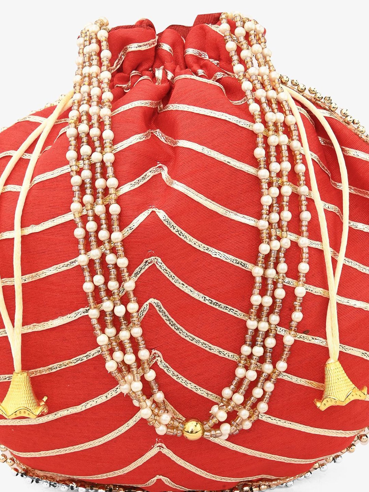 Gaurapakhi Red Striped Small Potli