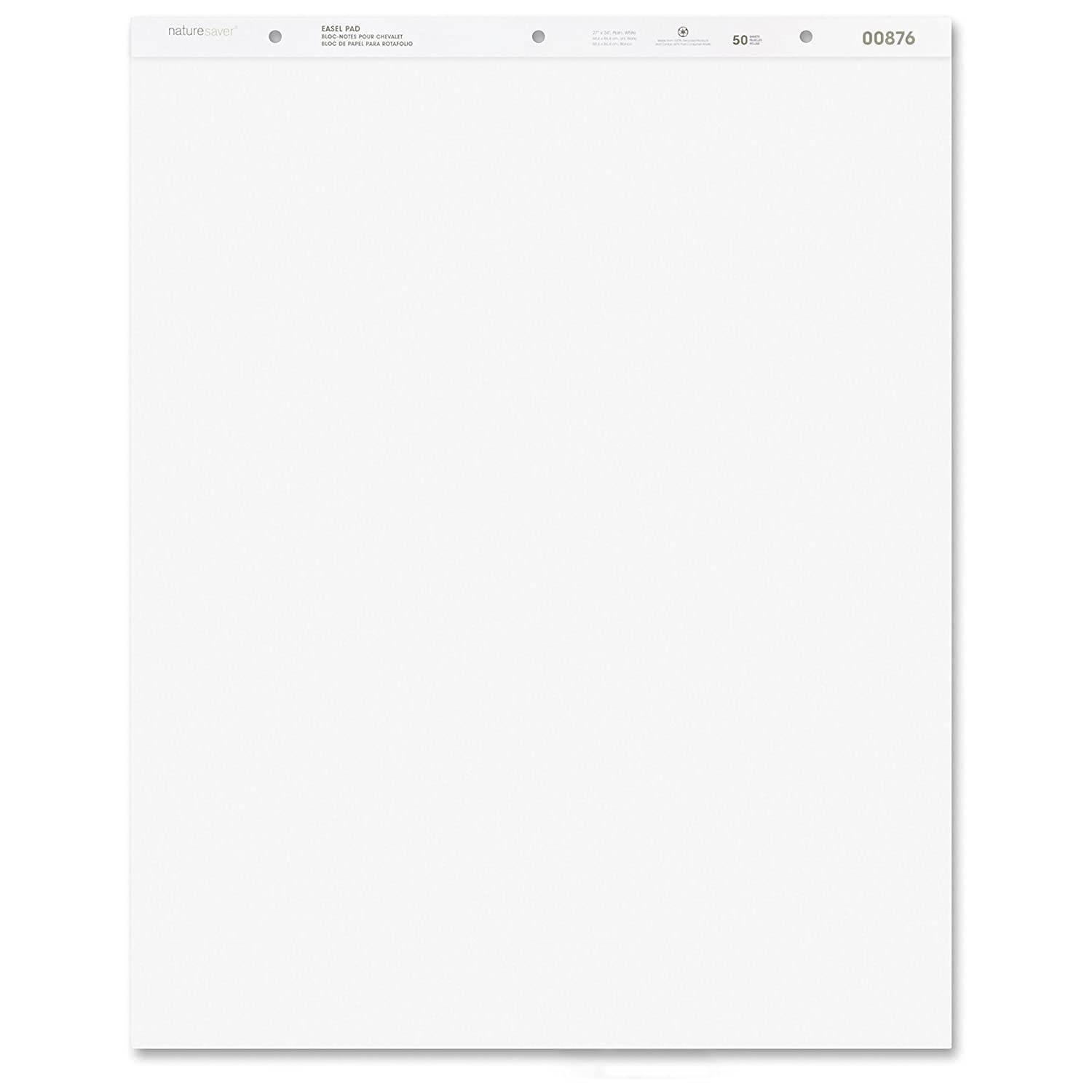 Nature Saver Easel Pad, Plain Ruled, 50 Sheets, 27 x 34 Inches, 2/Count, White (NAT00876)