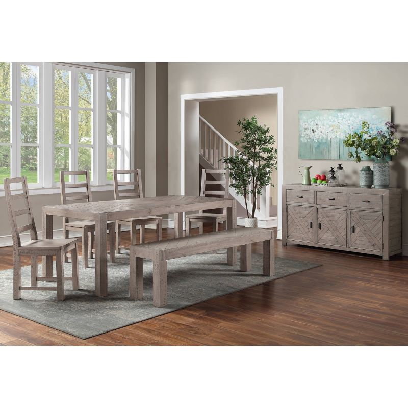 Auckland Dining Table Reclaimed Wood Weathered Gray - Steve Silver Co.