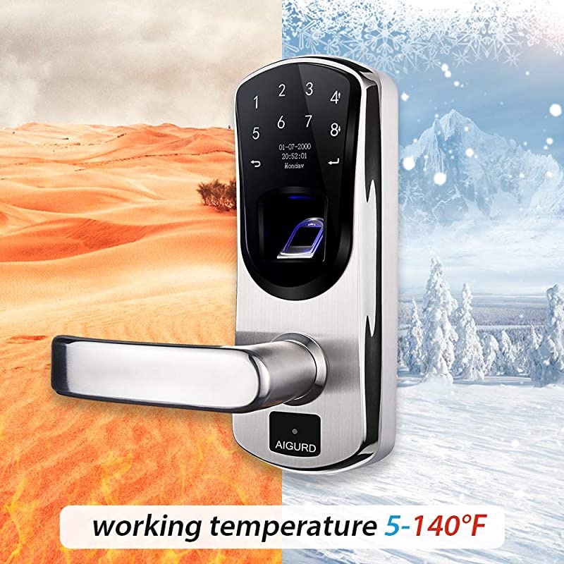 Fingerprint Door Lock, Stainless Steel Keyless Entry Door Lock, Biometric Door Lock, Keyless Door Lock, Keypad Door Lock, Digital Smart Door Lock, Keypad Entry Door Lock(Left-Handle)