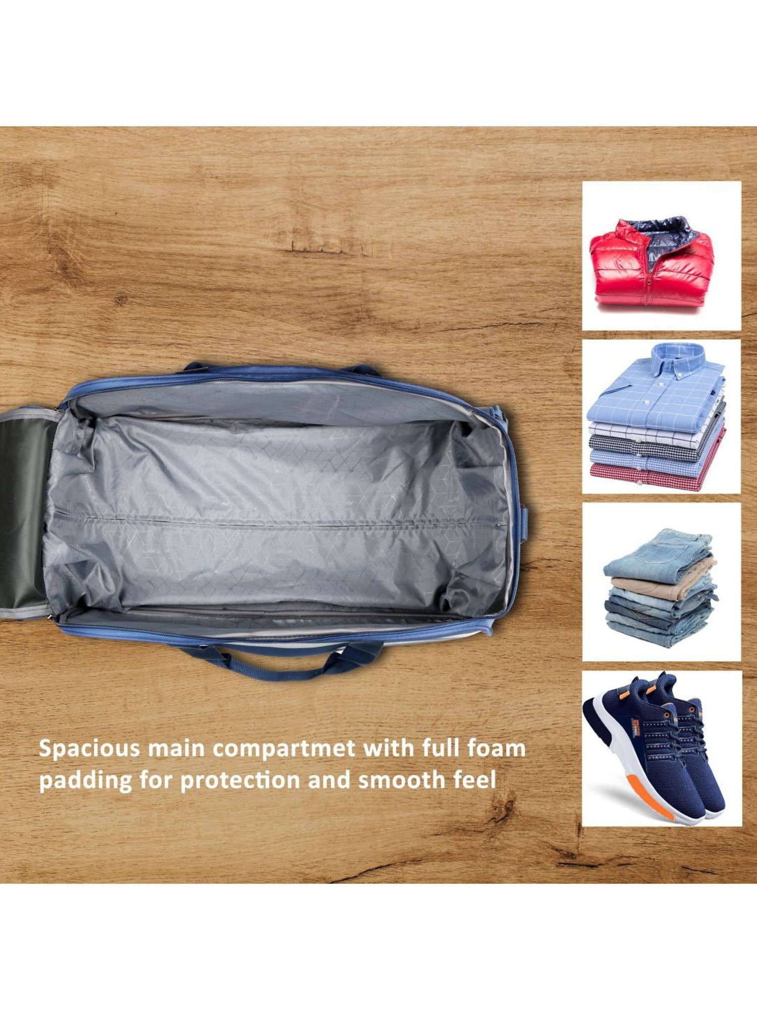 Lavie Sport Large Size 63 Cms Lino Wheel Duffle Bag | (Navy)