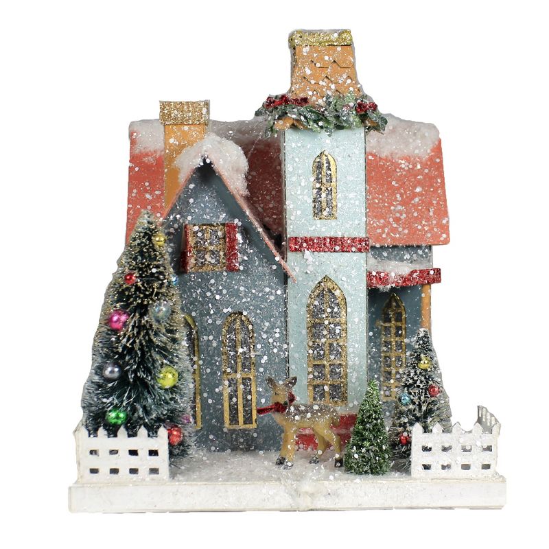 Christmas 11.75" Victorian Cottage Christmas Light Up Putz  -  Tree Ornaments