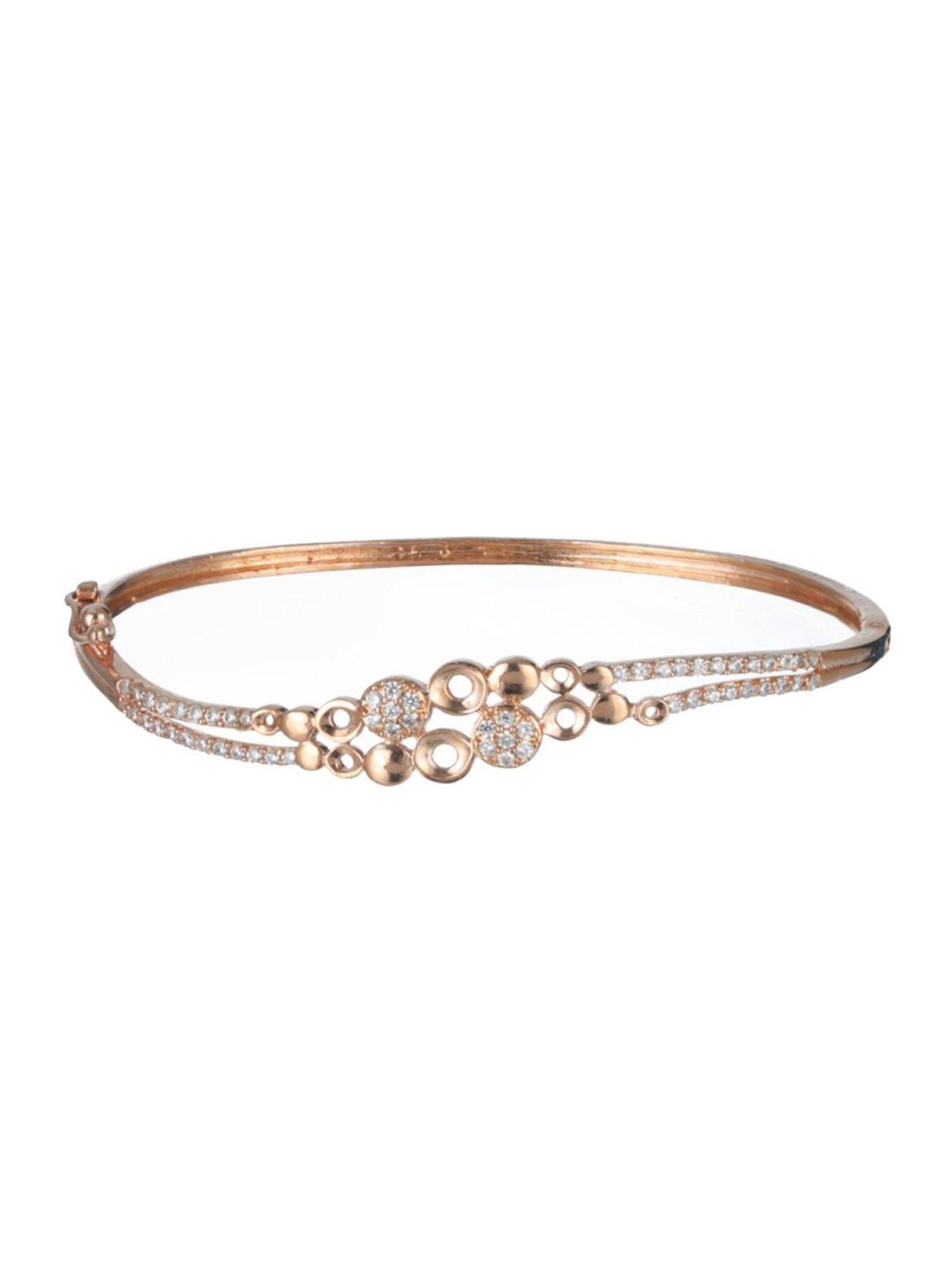 Aatmana Rose Gold-Plated American Diamond Studded Round Shaped Elegant & Sleek Bracelet
