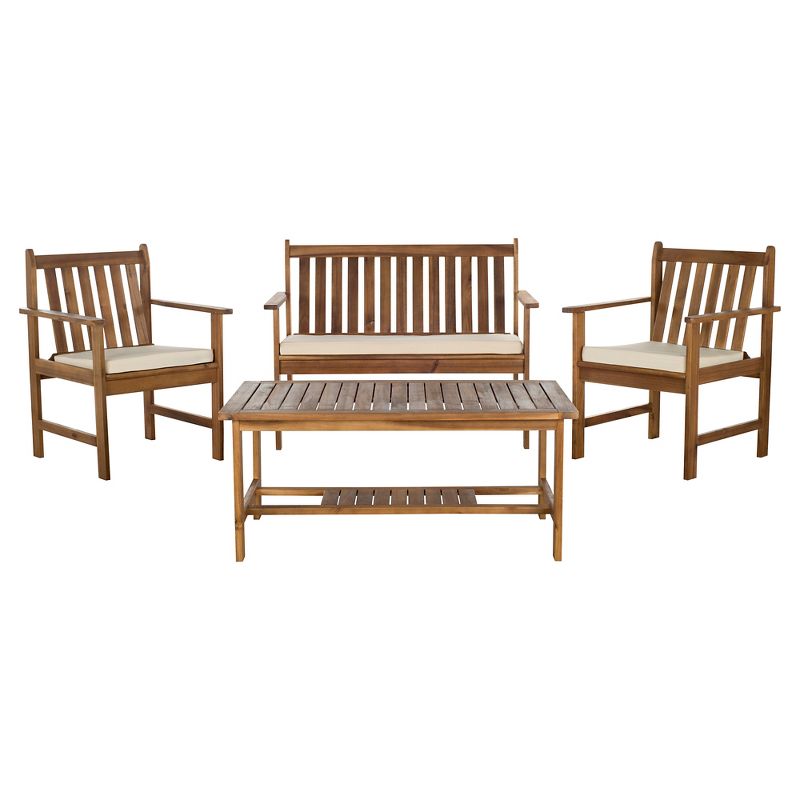 Cyprus 4-Piece Patio Conversation Furniture Set - Brown - Safavieh