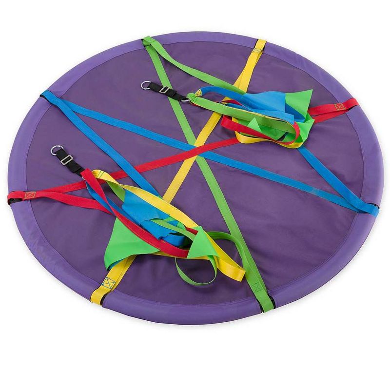 HearthSong Rainbow Flag Round Platform Tree Swing for Multiple Kids