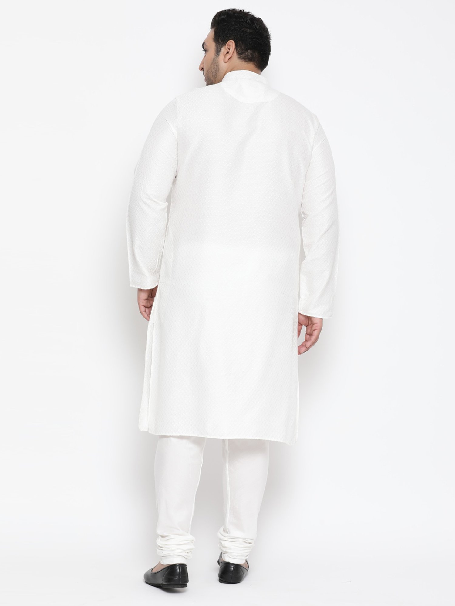 KISAH PLUS White Regular Fit Jacquard Kurta