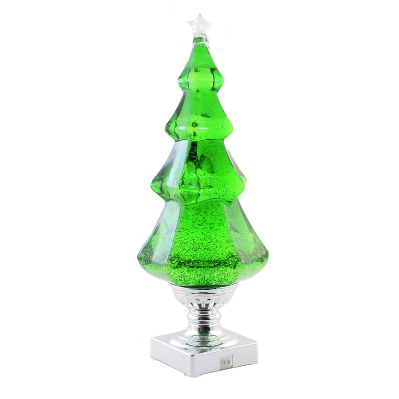 Christmas 13.75" Led Green Swirl Tree Silver Base  -  Decorative Figurines