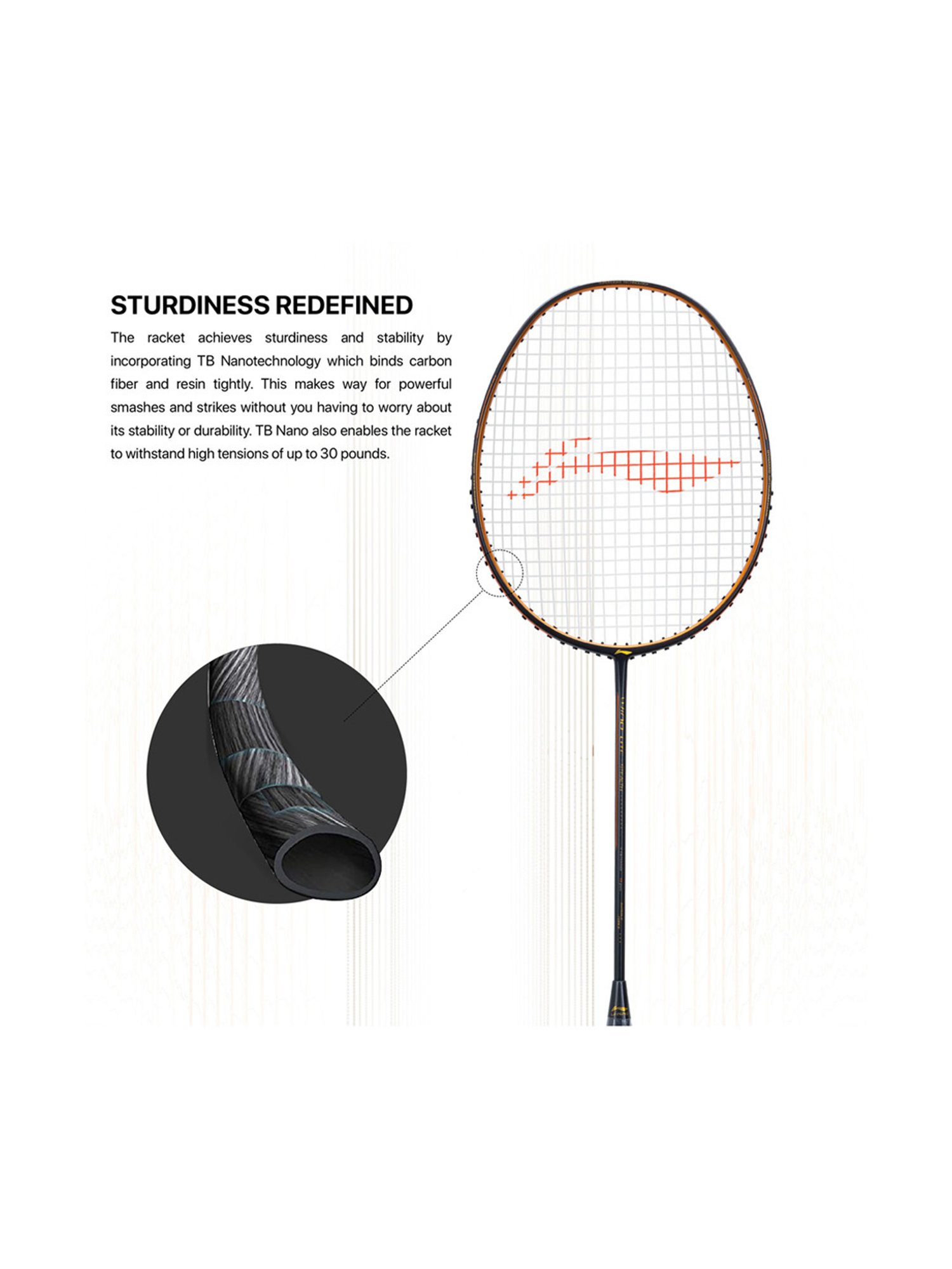 Li-Ning Wind Lite Stealth Badminton Racket (Charcoal Grey) Size - Medium
