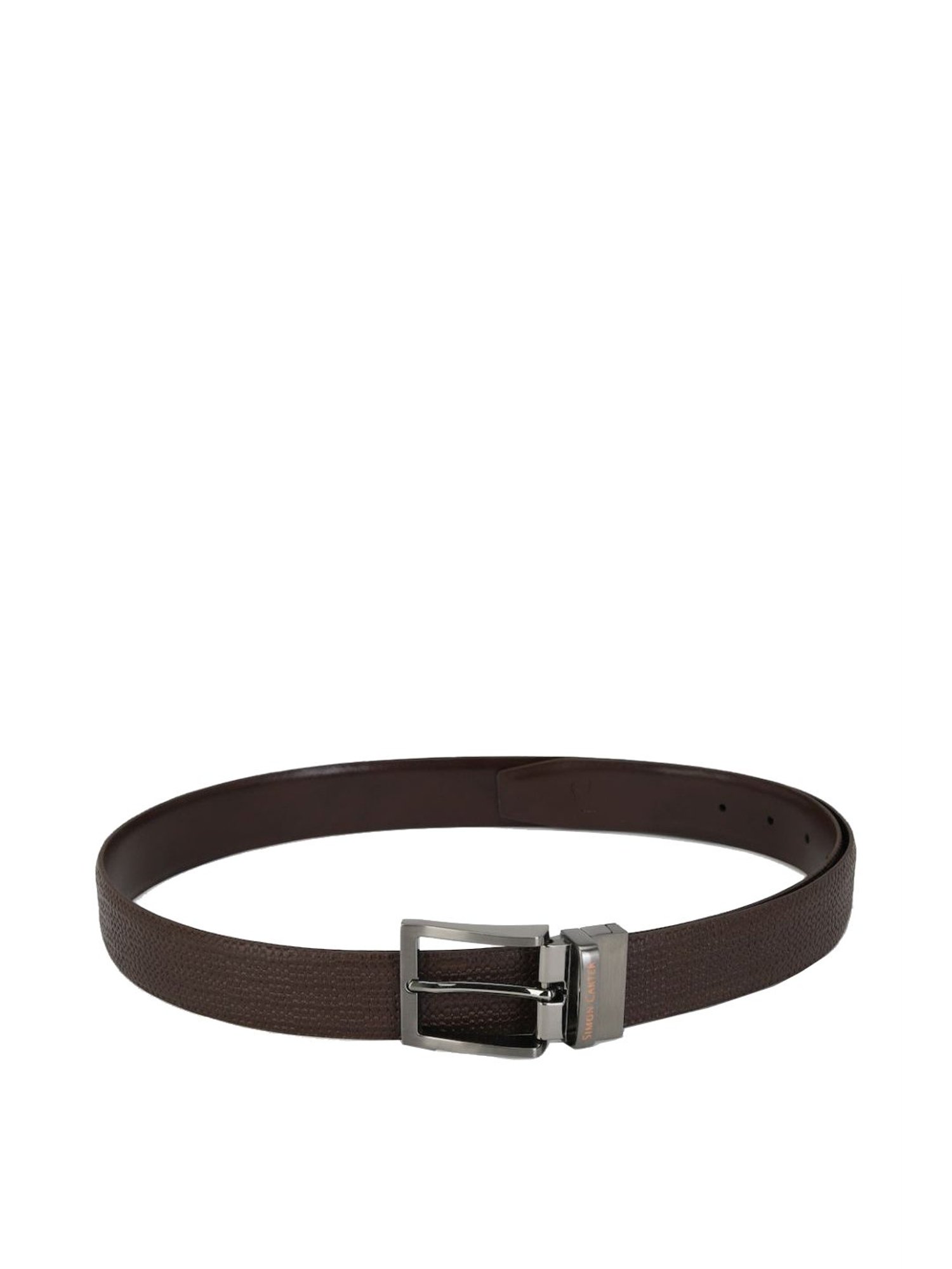 Simon Carter Brown Leather Reversible Belt for Men