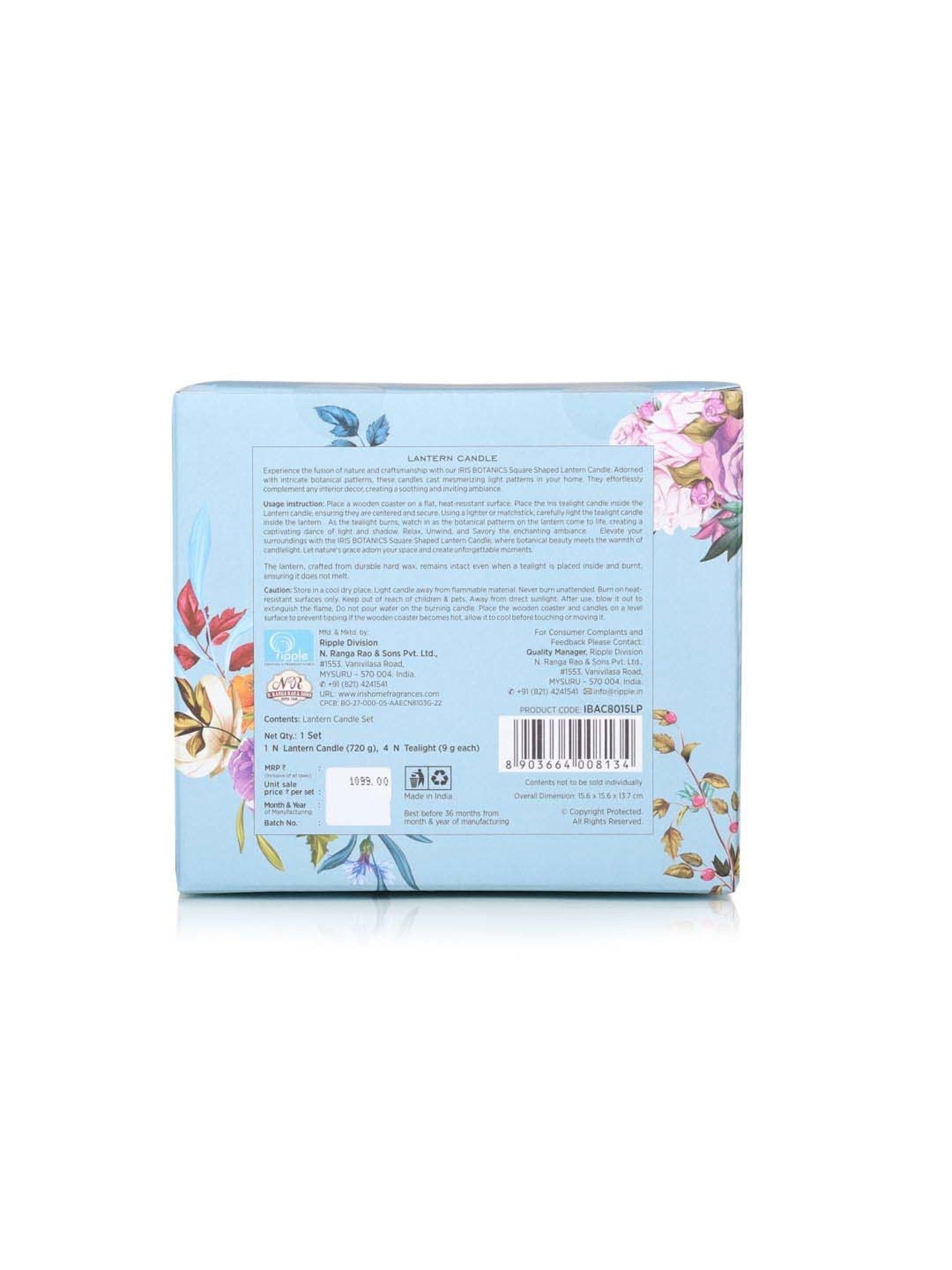 IRIS Multicolour Botanics Lilac & Peony Fragrance Lantern Candle