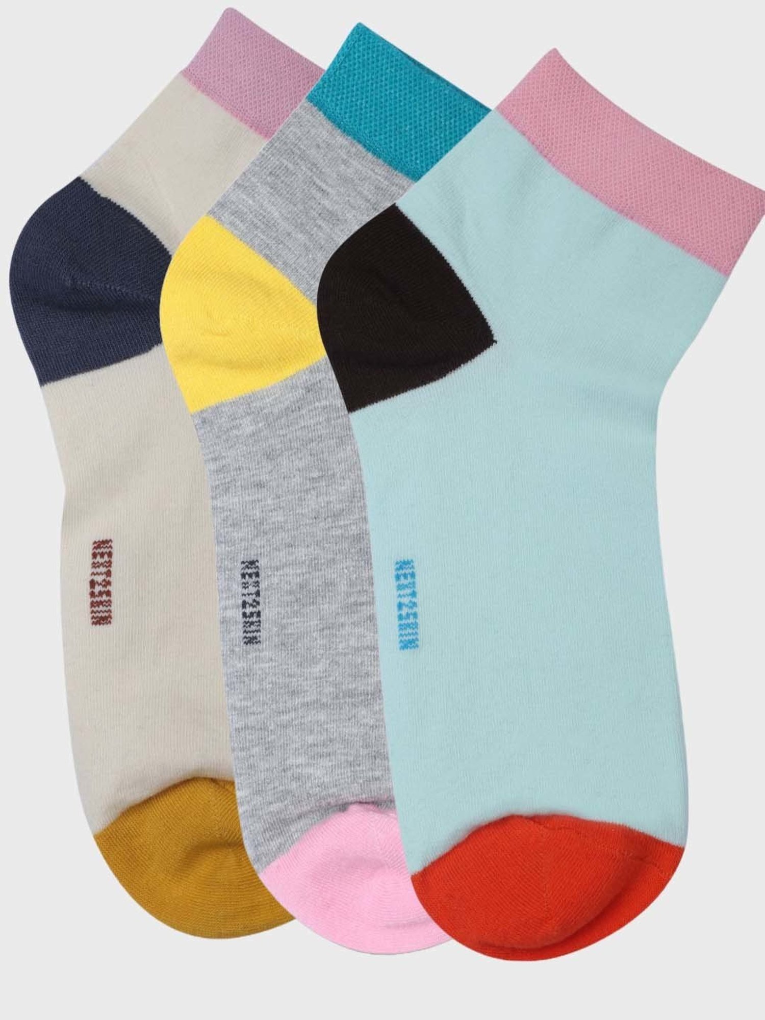 NEXT2SKIN Blue & Grey Cotton Ankle Socks - Pack Of 3