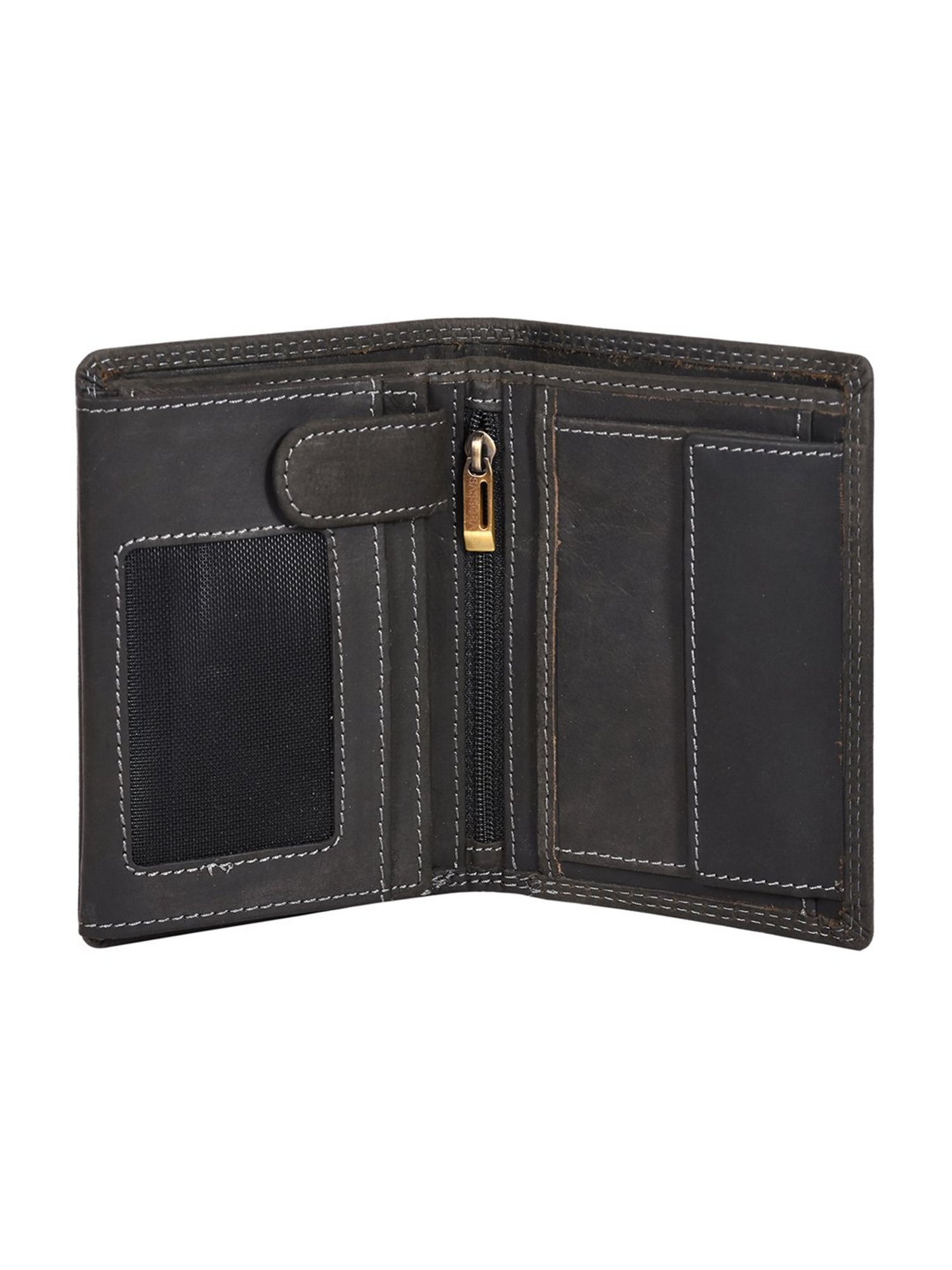 SASSORA Black ARLO Textured Small Leather Bi-Fold Wallet