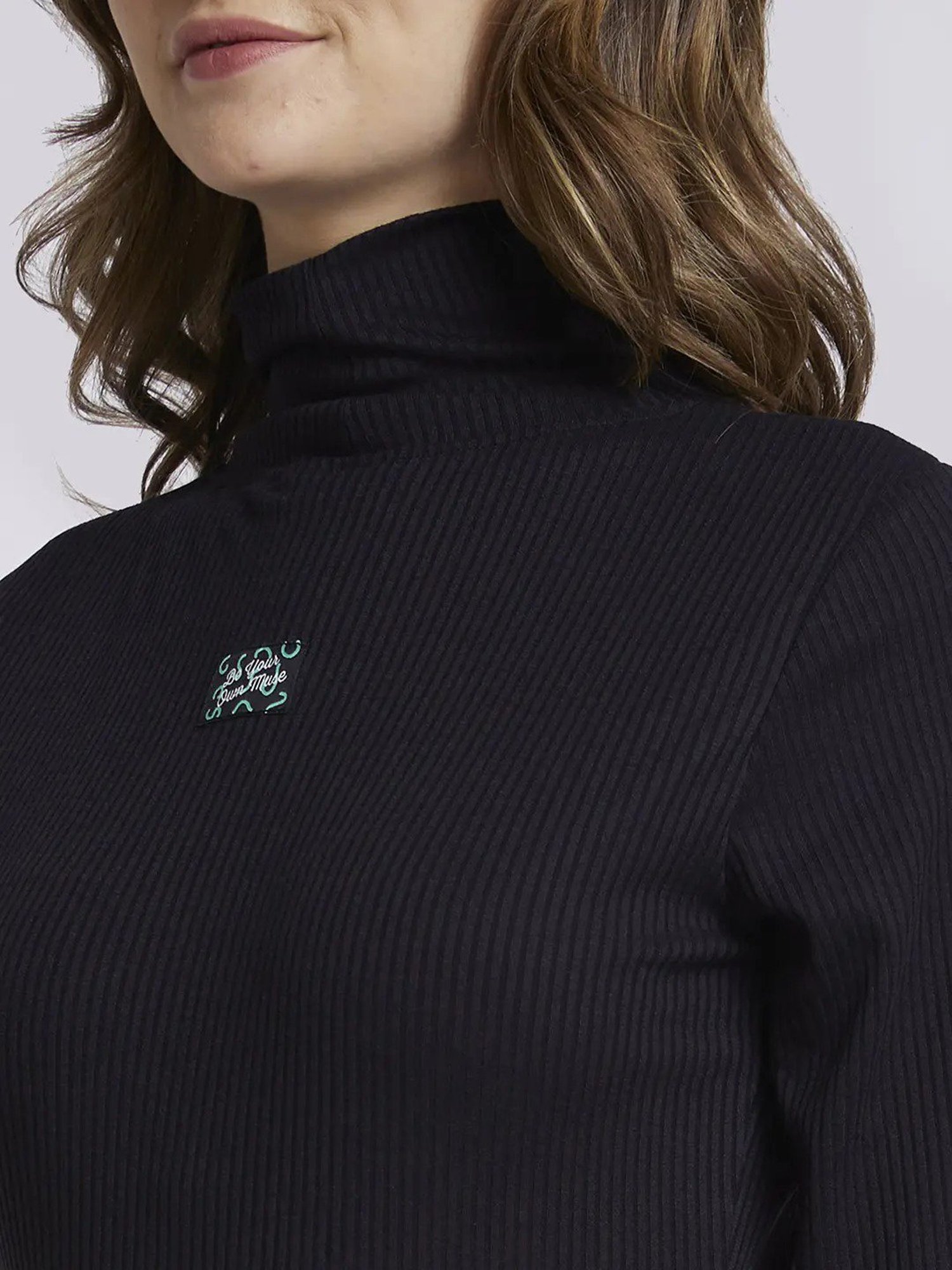 Spykar Black Graphic Print Top