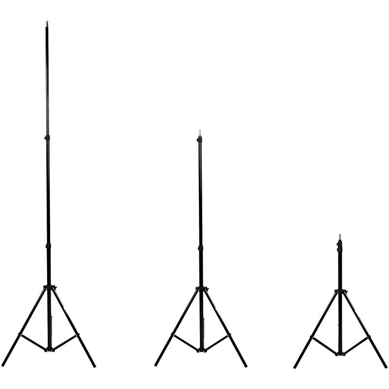 Basics Aluminum Light Photography Tripod Stand with Case - Pack of 2, 2.8 - 6.7 Feet, Black