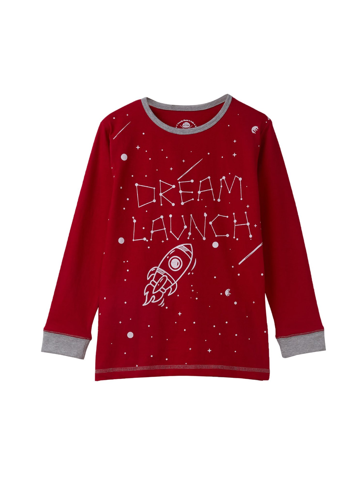 Cub McPaws Boys Red & Grey Printed T-Shirt with Pajamas