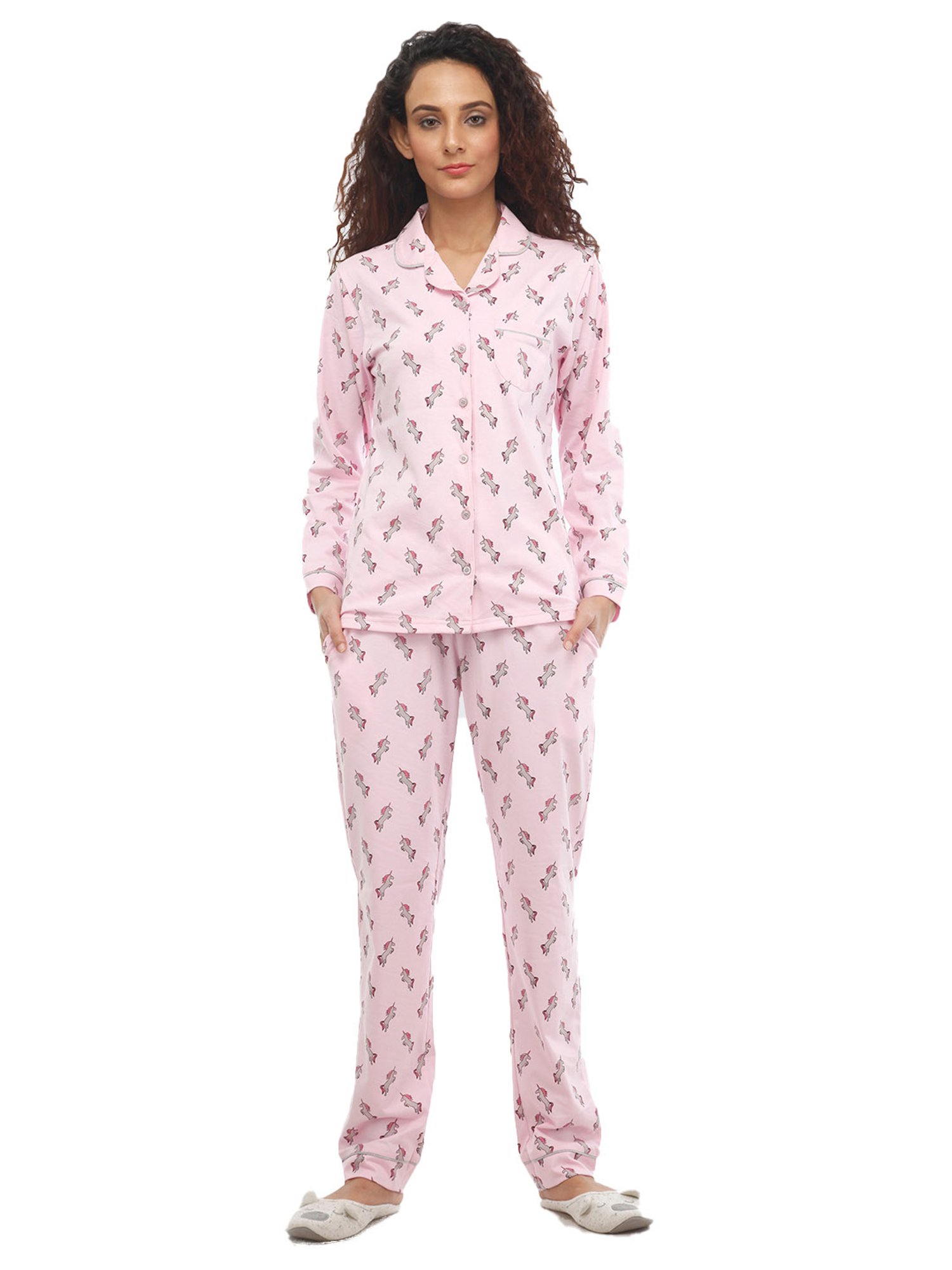 Nite Flite Pink Printed Shirt With Pyjamas