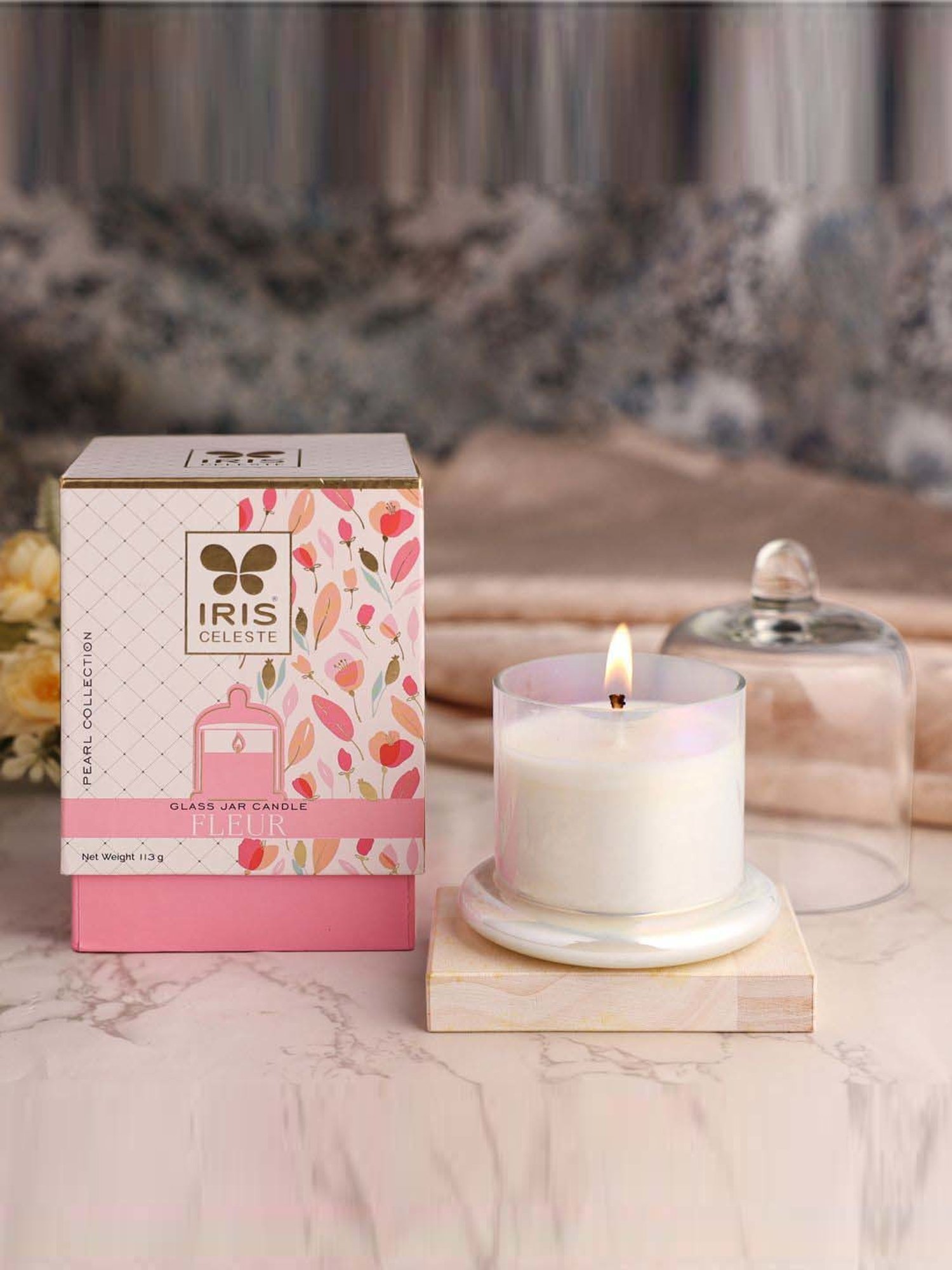 IRIS Pearl Collection White Celeste Bell Fleur Fragrance Jar Candle