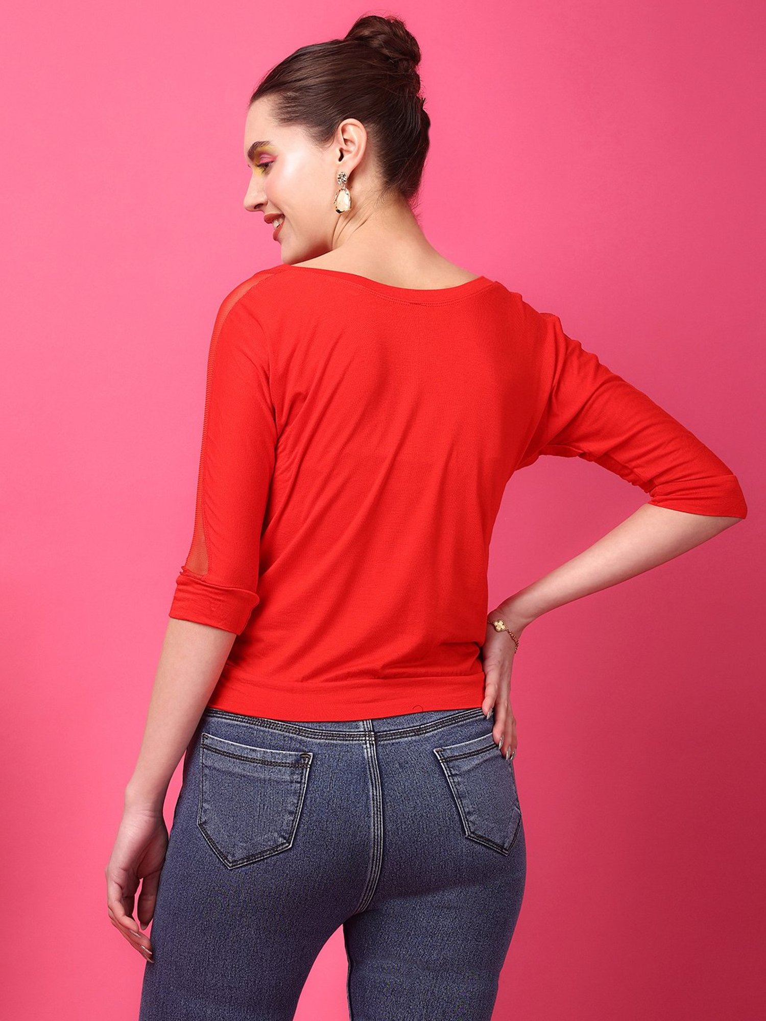 Scorpius Red Slim Fit Crop Top