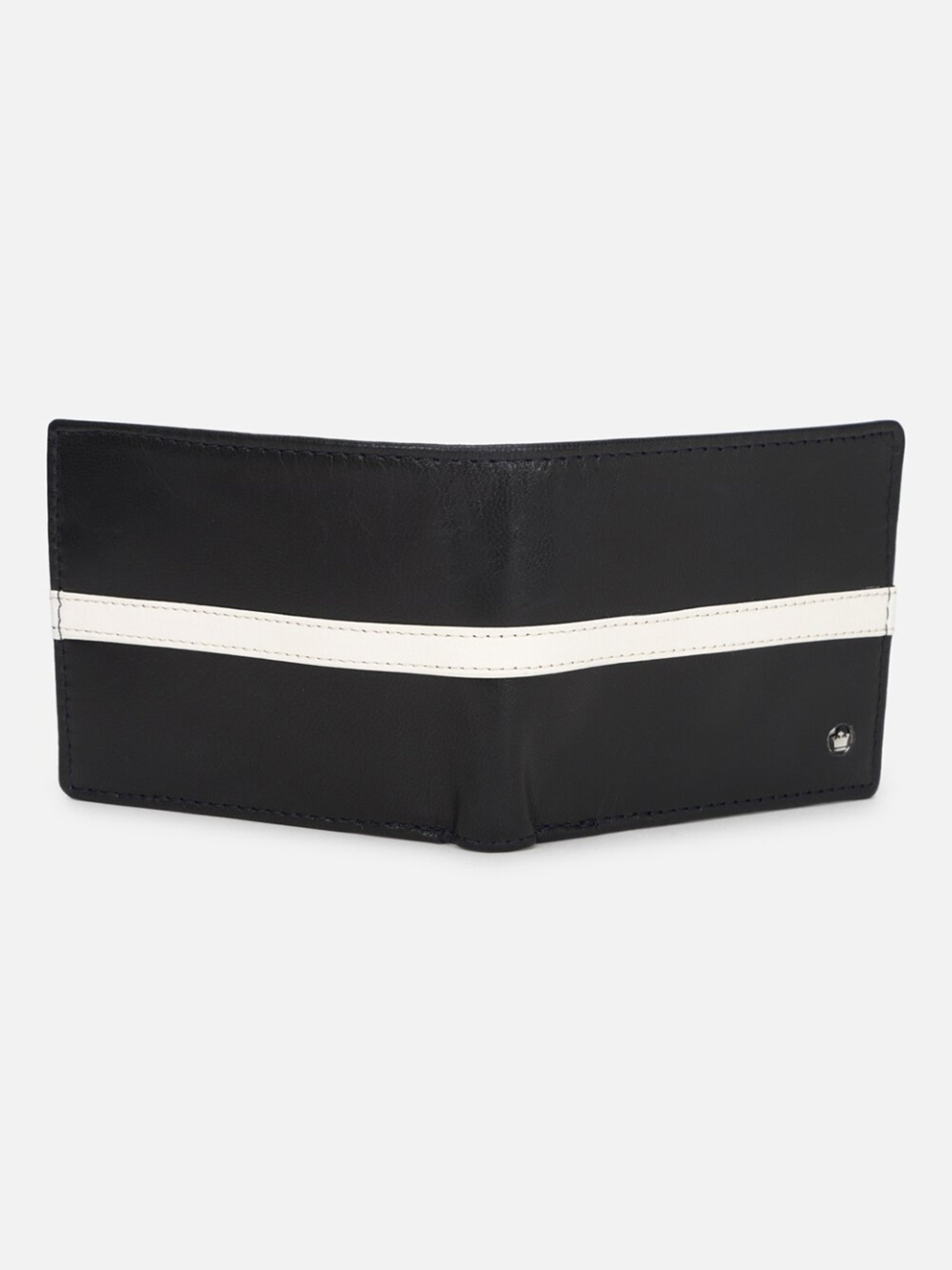 Louis Philippe Black Leather Paneled Bi-Fold Wallet