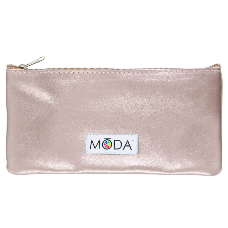 MODA Brush Ros`e 5pc Complete Makeup Brush Set with Zip Case, Includes - Round Powder, Angle Kabuki, Angle Shader, and Smudger Brushes