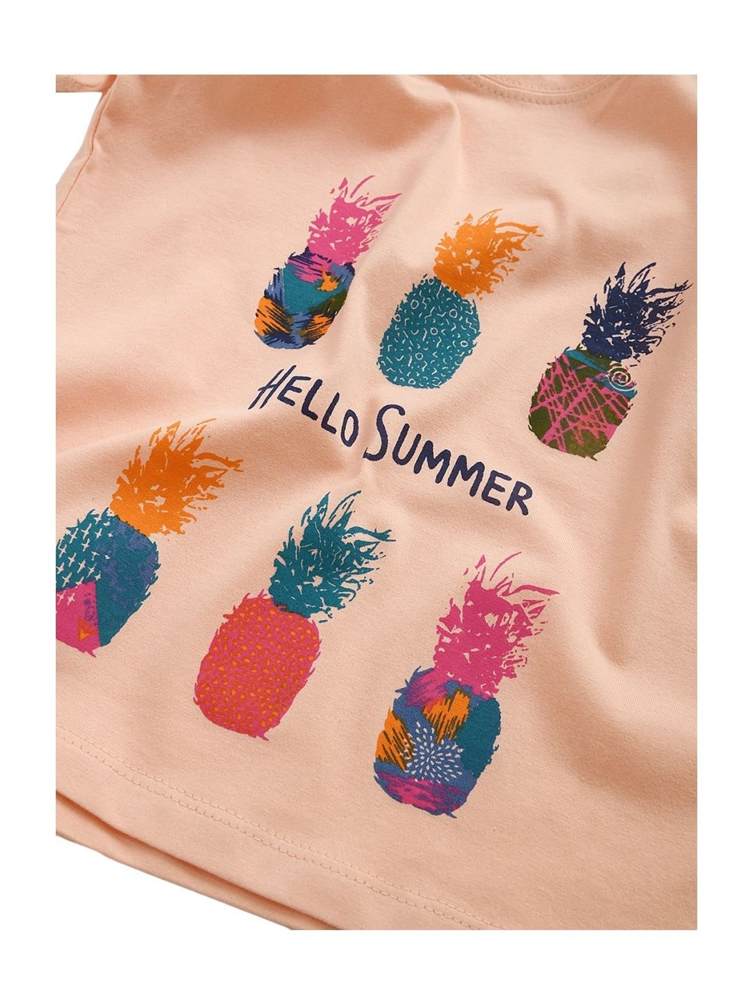 Kids Craft Peach Cotton Printed T-Shirt & Pants