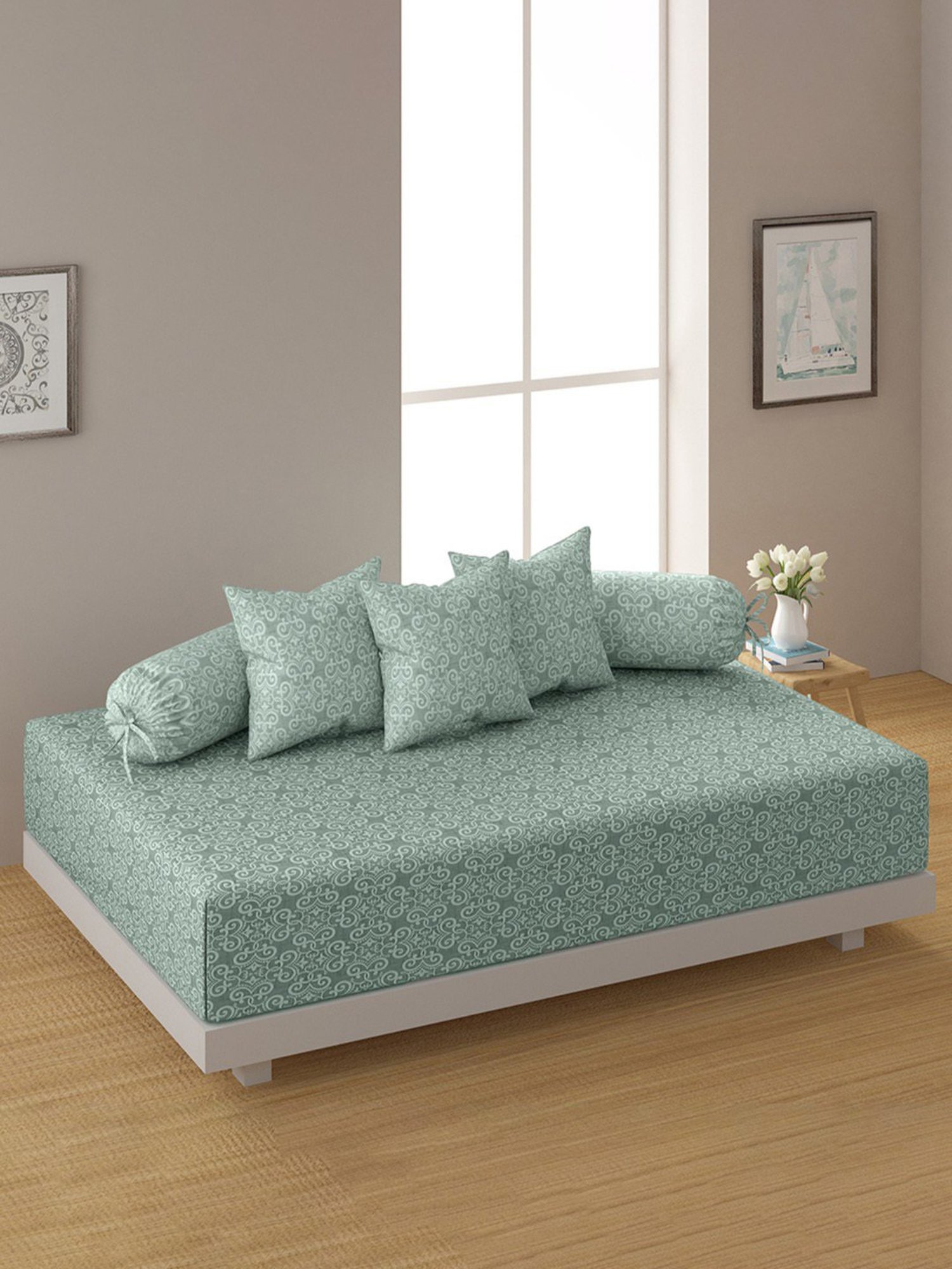 Maspar Blue Cotton 200 TC Reversible Duvet Cover Set