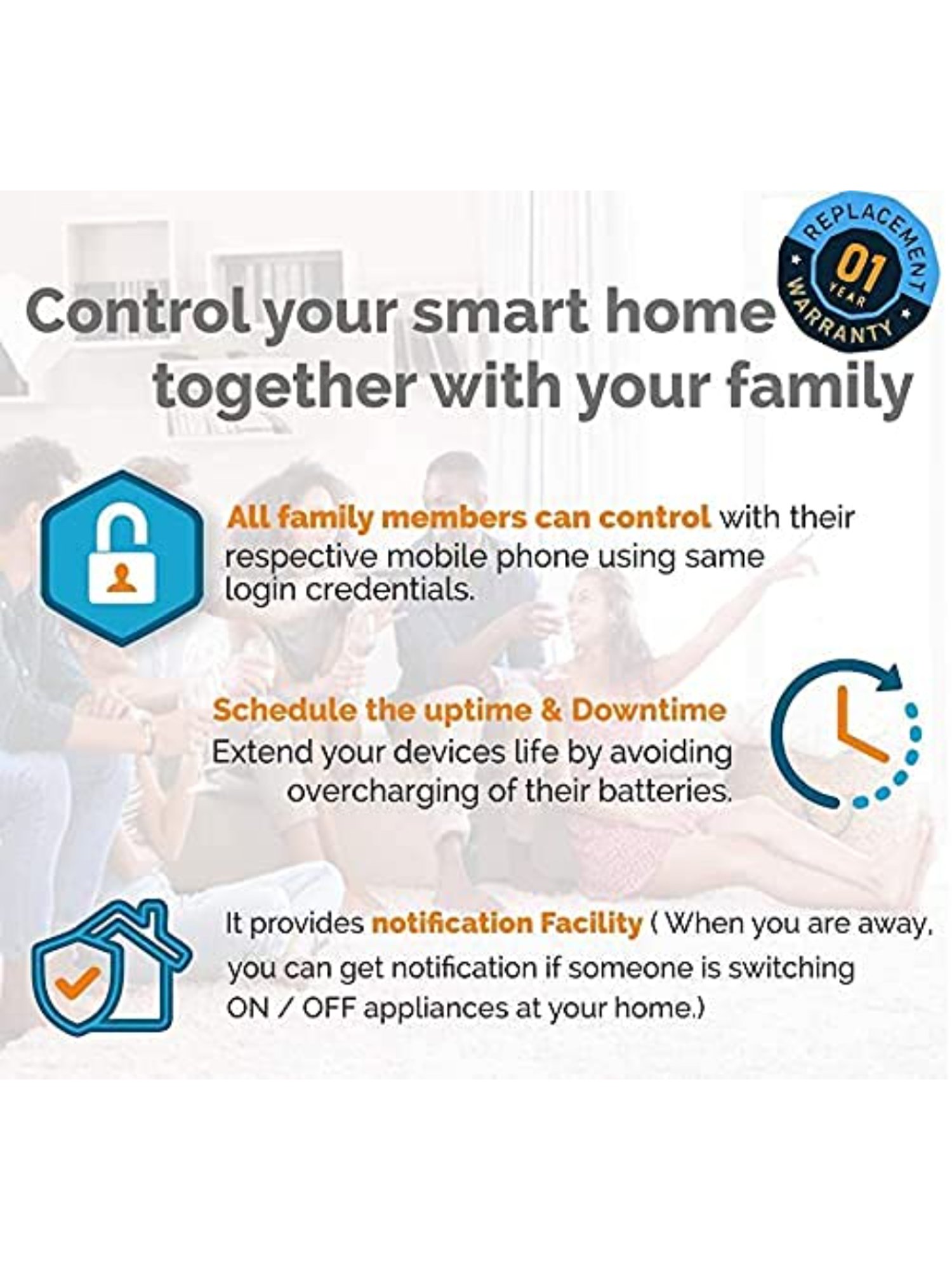 Teqooz WiFi 4 Node Smart Switch (3 Light & 1 Fan with Speed Control) Retrofit (In-wall) (White)