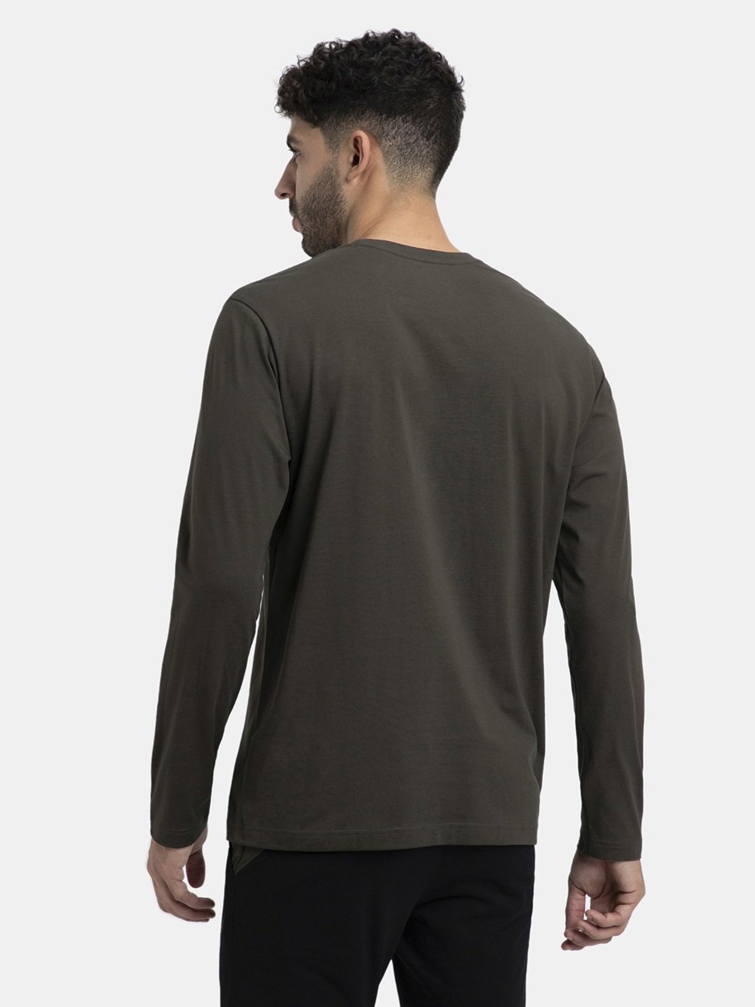 Jockey AM95 Men's Super Combed Cotton Rich Solid Round Neck Full Sleeve T-Shirt