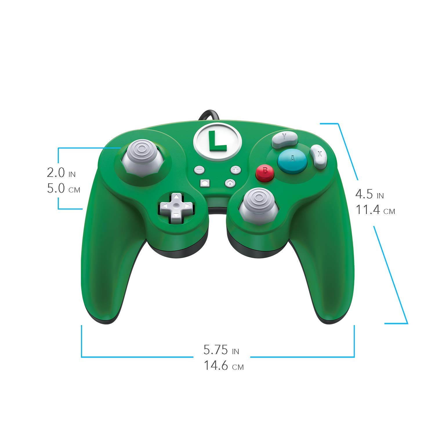 Nintendo Switch Super Mario Bros Luigi GameCube Style Wired Fight Pad Pro Controller by PDP, 500-100-NA-D4