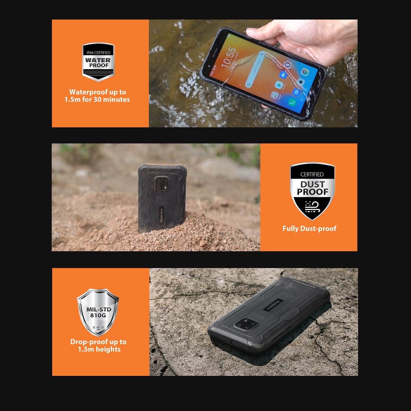 Unlocked Smartphone, Blackview BV4900 Pro Rugged Phone, 4GB+64GB, Quad Back Cameras, Waterproof Dustproof Shockproof, 5580mAh Battery, 5.7 inch Android 10.0 MTK6762V/WD Helio P22 Octa Core u