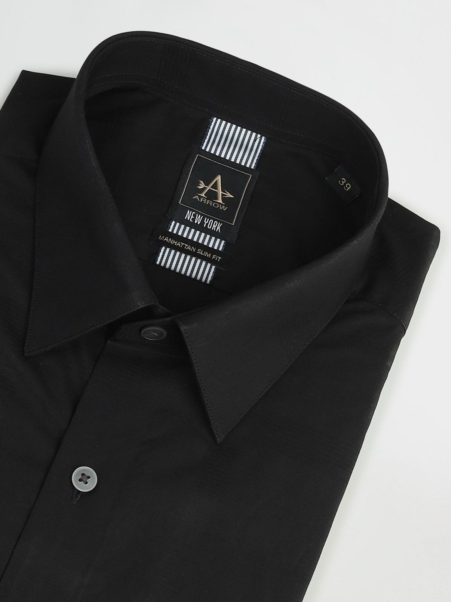Arrow Newyork Black Cotton Slim Fit Checks Shirt