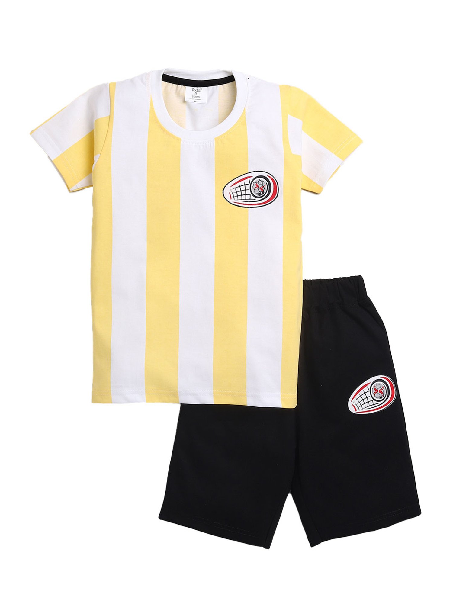 Todd N Teen Kids Blue & Yellow Printed T-Shirt with Bermudas (Pack Of 2)