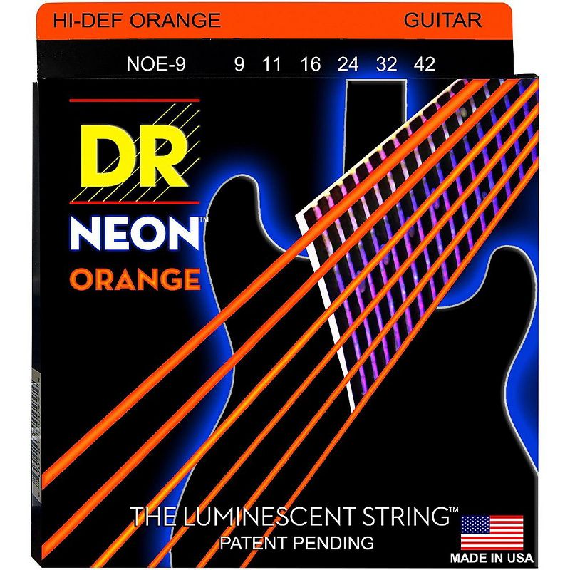 DR Strings NEON Hi-Def Orange SuperStrings Light Electric Guitar Strings
