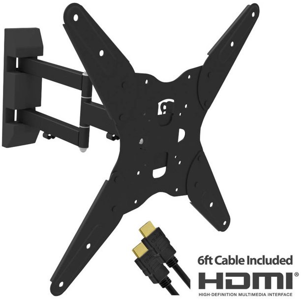 Full-Motion Articulating, Tilt/Swivel, Universal Wall Mount for 17"- 55" TVs with 6-Foot HDMI Cable