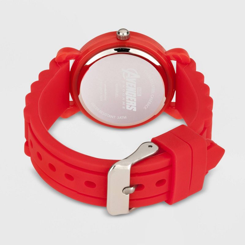 Girls' Marvel Avengers Endgame Captain Marvel Plastic Time Teacher Watch - Red