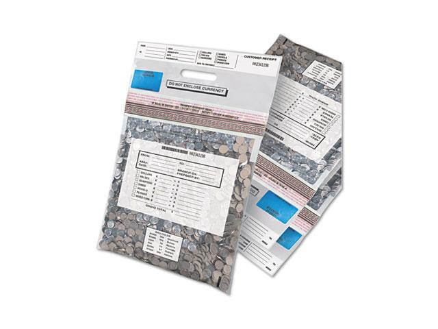 MMF Industries 231042120 Tamper-Evident Coin Tote, 50lb Cap, 6.5mil, 13 x 22, Clear, 100 Bags/Box