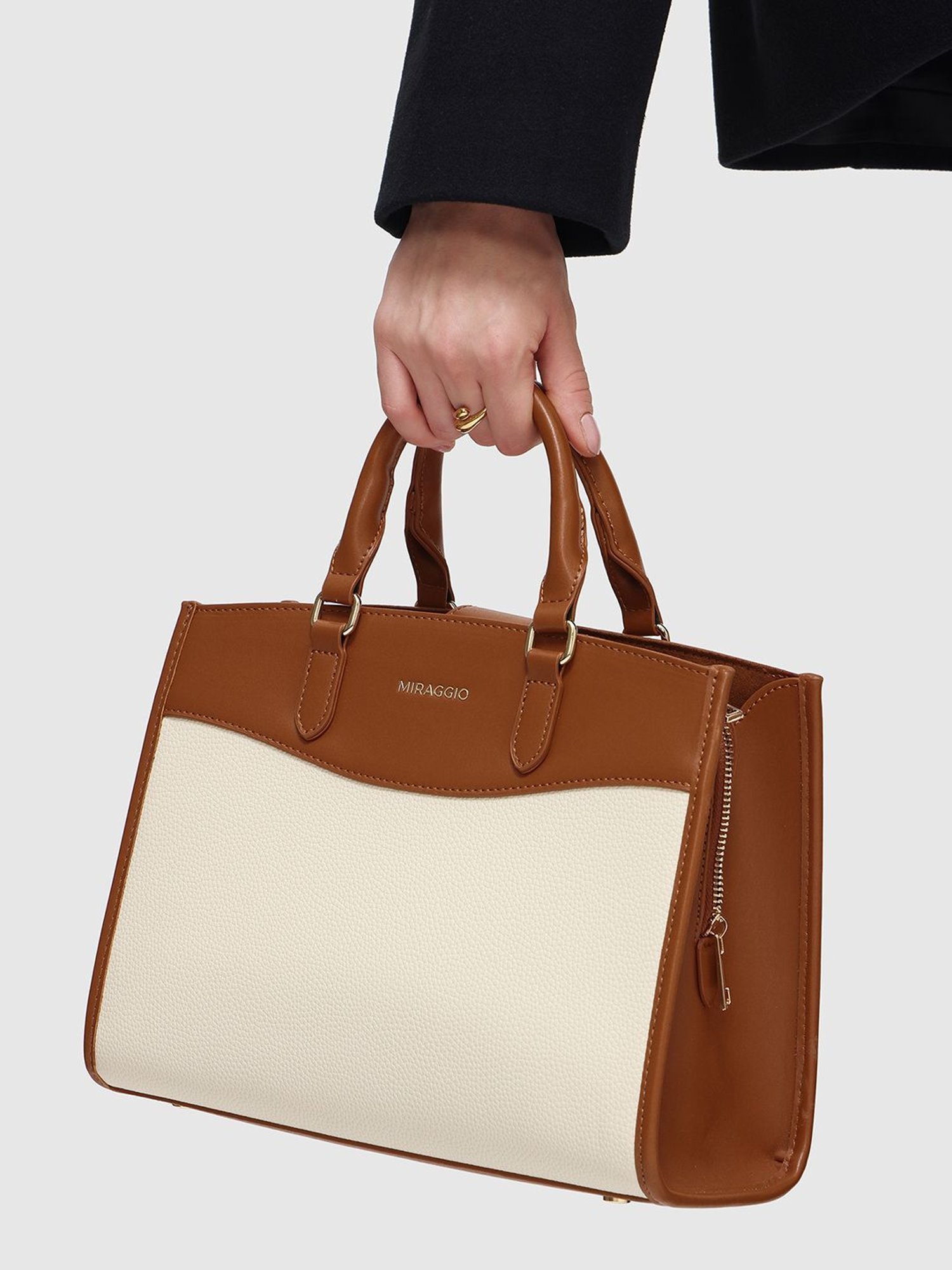 Miraggio Alana Ivory Medium Satchel Handbag