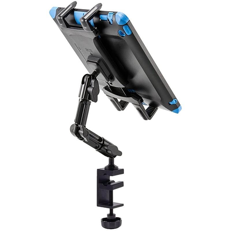 Heavy Duty 4-Way Adjust Aluminum Alloy Pole/Bar Cymbal Mic Microphone Stand Podium Tablet Holder Clamp Mount for iPad Pro Air Mini Samsung Galaxy Tab Surface Book Pro Google