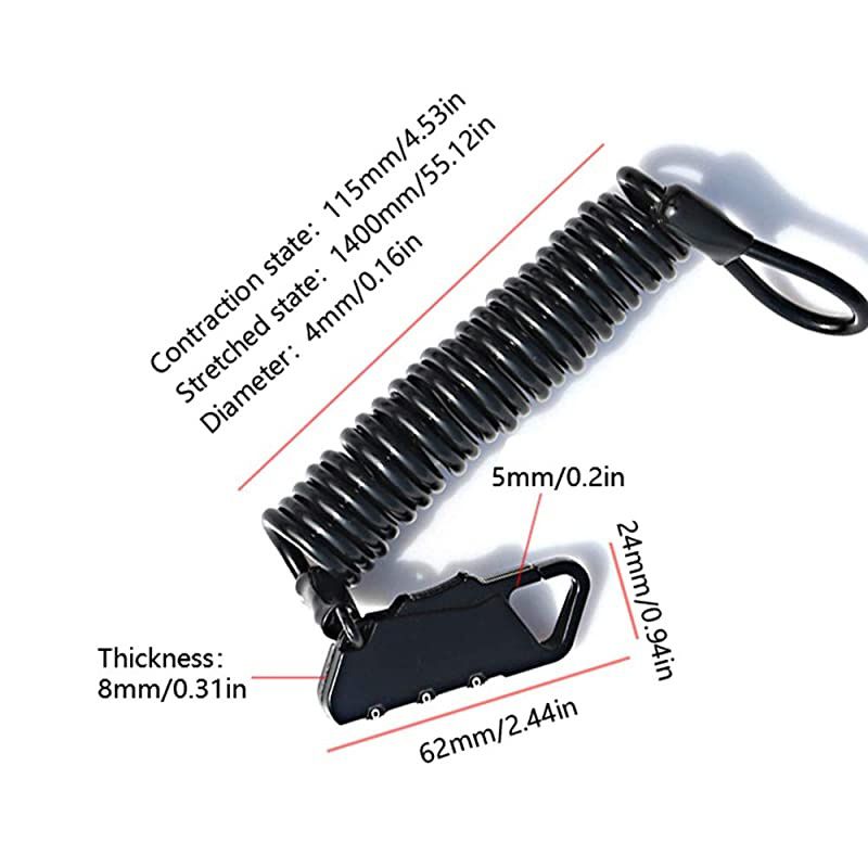 Cycling Spring 3 Digit Combination Lock, Portable Bicycle Anti-Theft Helmet Cable Lock (Silver)