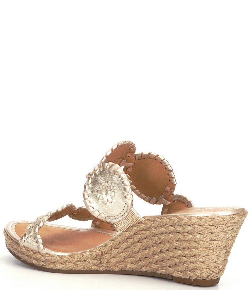 Jack Rogers Shelby Leather Whipstitched Wedge Espadrilles