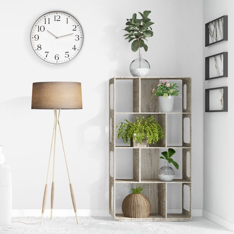 16"x16" Round Essential Silver and White Wall Clock Silver - Patton Wall Decor