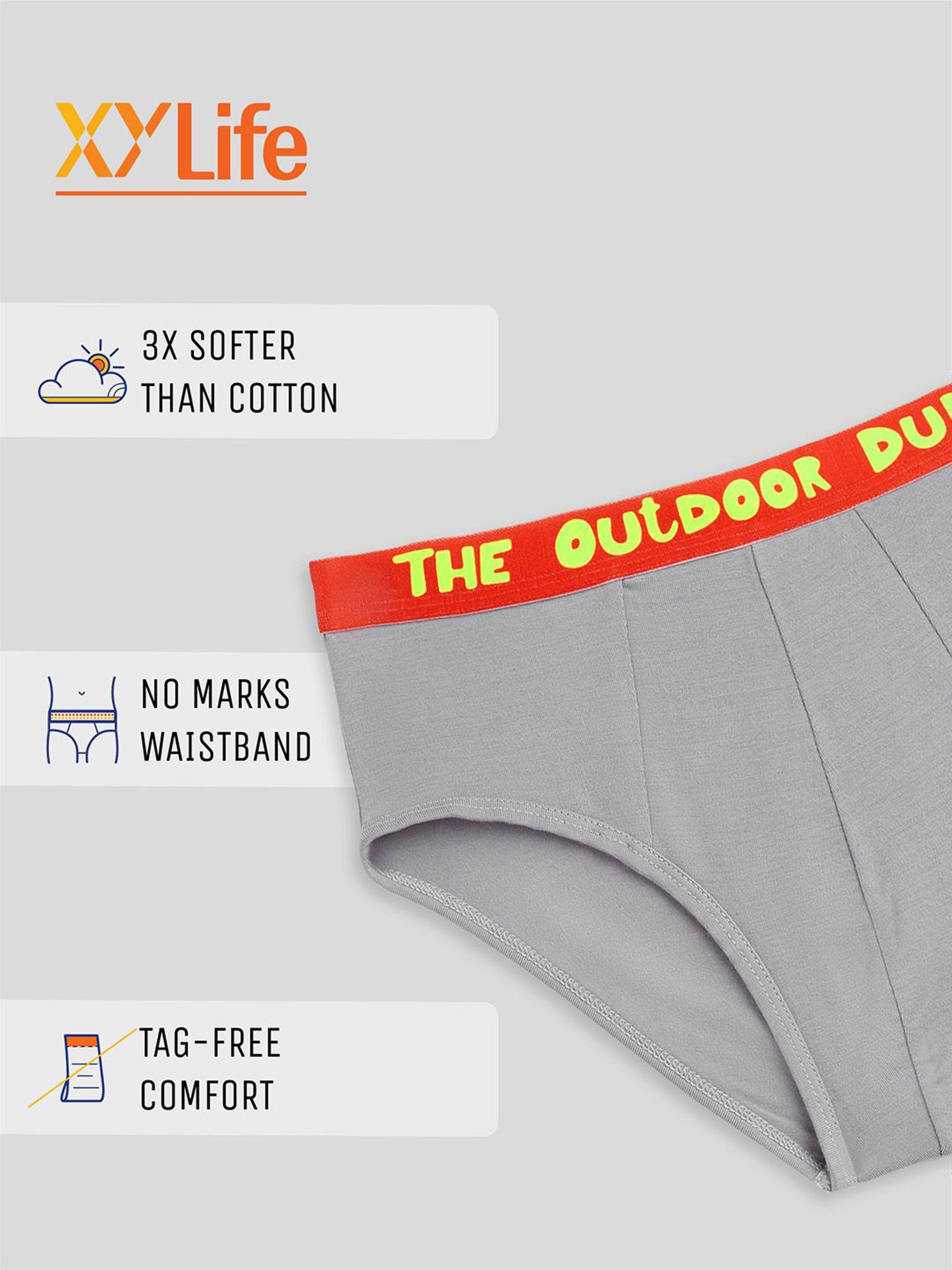 XY Life Boys Multicolor Relaxed Fit Briefs (Pack of 3)