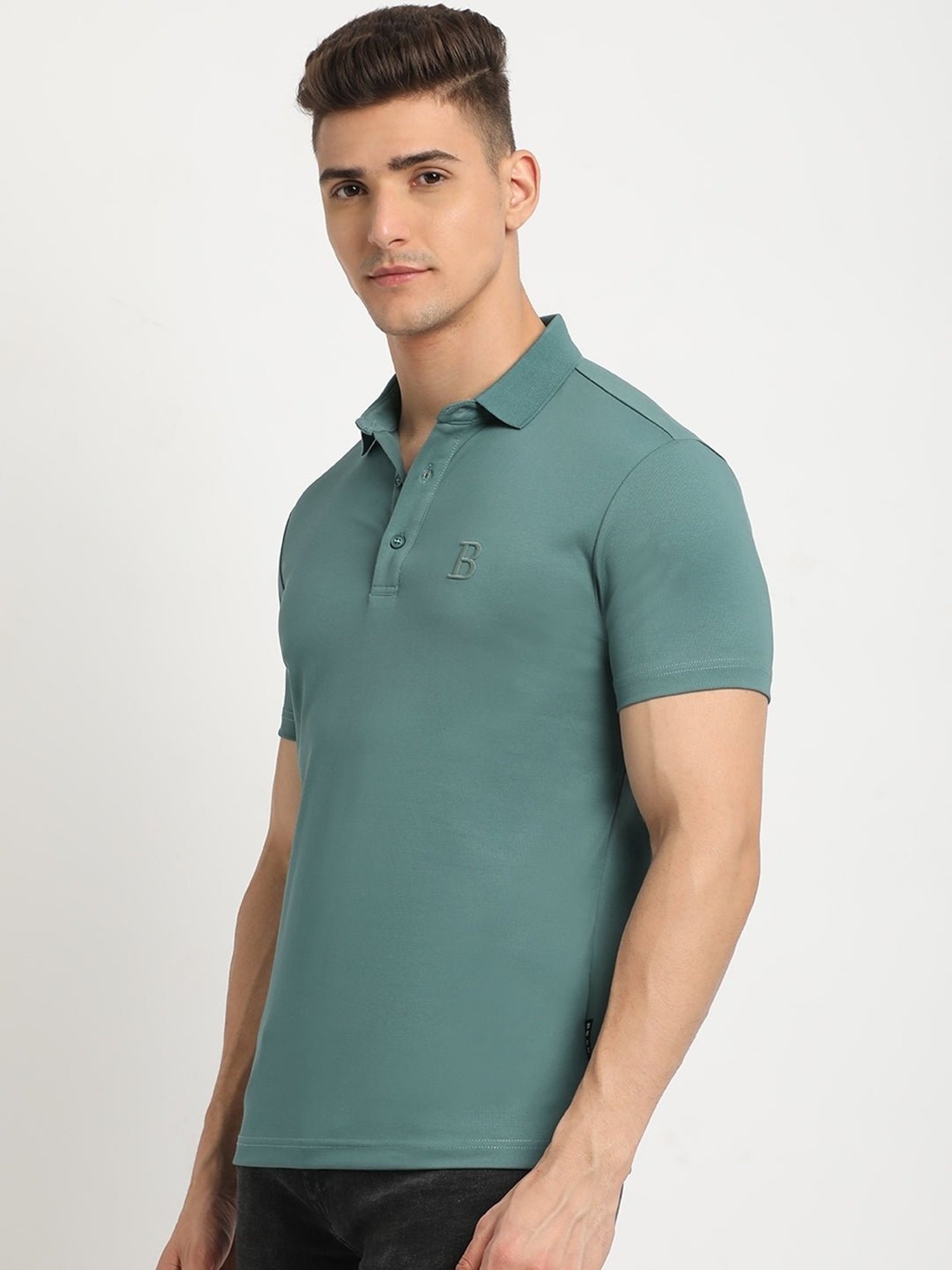 The Bear House Green Slim Fit Polo T-Shirt