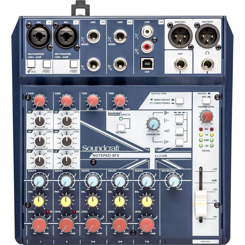 Soundcraft Notepad-8FX 8-channel Desktop Mixer w/USB I/O and Lexicon Effects