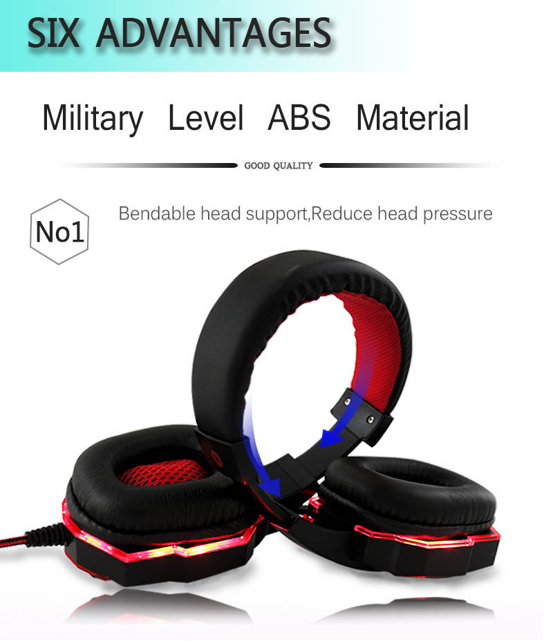 HISPETECH Glow LED Heaadphone Bass HD Stereo Sound Gaming Headset Mic Gamer Over-ear Headband Earphone Noise Cancelling with Microphone for PC Game