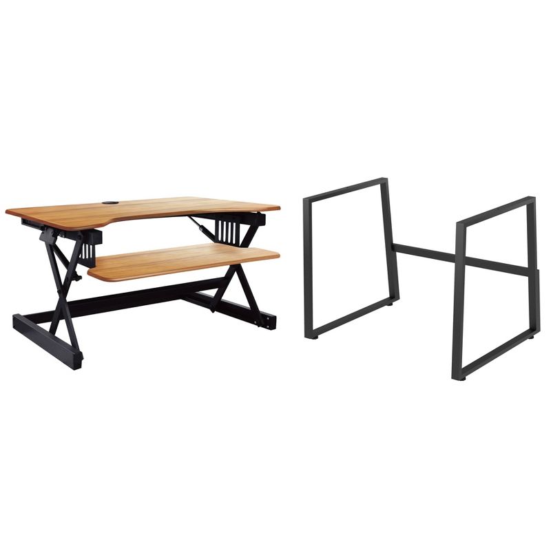 40" Large Adjustable Height Standing Desk Bundle Teak Wood Grain - Rocelco