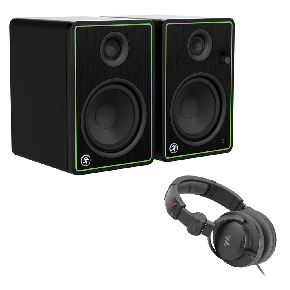 Mackie CR5-X Creative Reference Series 5" Multimedia Monitors (Pair) Bundle with Polsen Studio Monitor Headphones