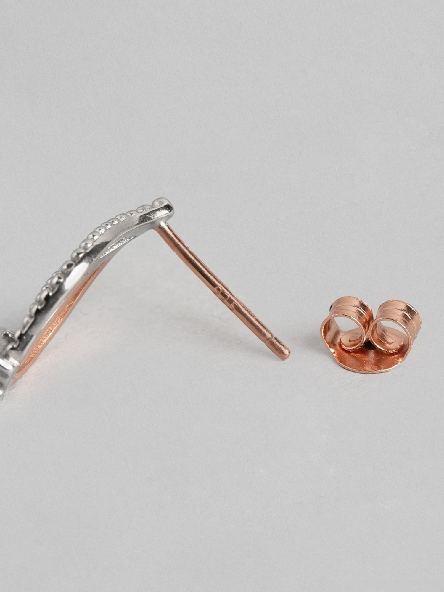 Zavya Floral Leaf Rose-Gold-Plated 92.5 Sterling Silver Stud